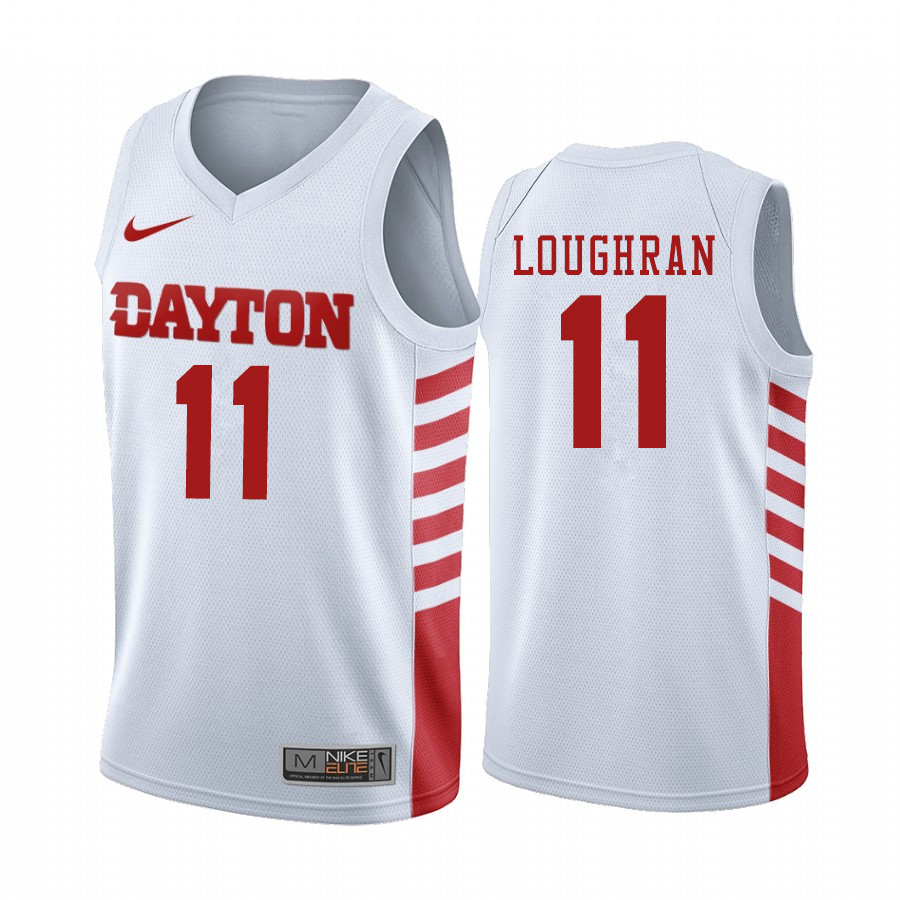Men #11 Sean Loughran Dayton Flyers College Basketball Jerseys Sale-White